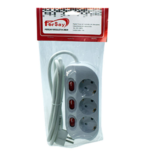 Regleta 3 enchufes con interruptor individual Regletas FERSAY