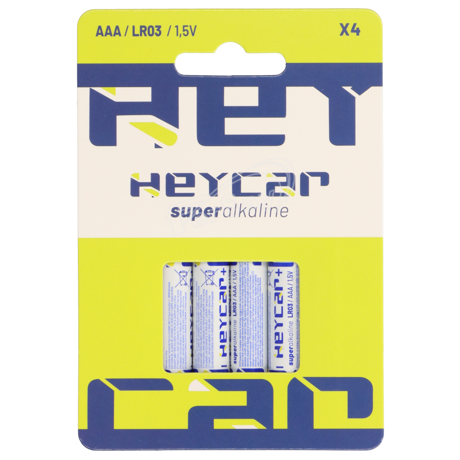 Blister con 4 pilas marca HEYCAR, modelo: LR03 - AAA, - HLR03 - FERSAY