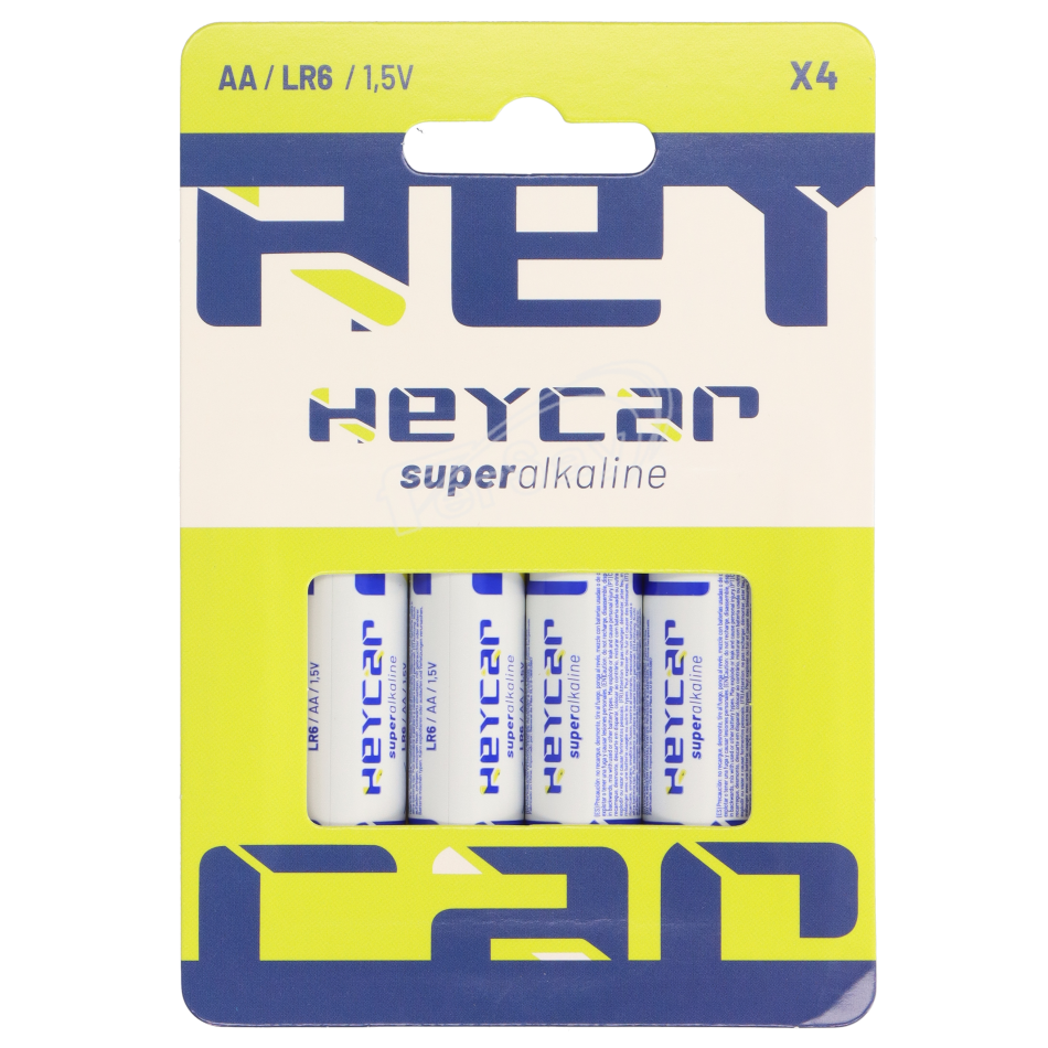 Blister con 4 pilas marca HEYCAR, modelo: LR06 - AA, - HLR06 - FERSAY