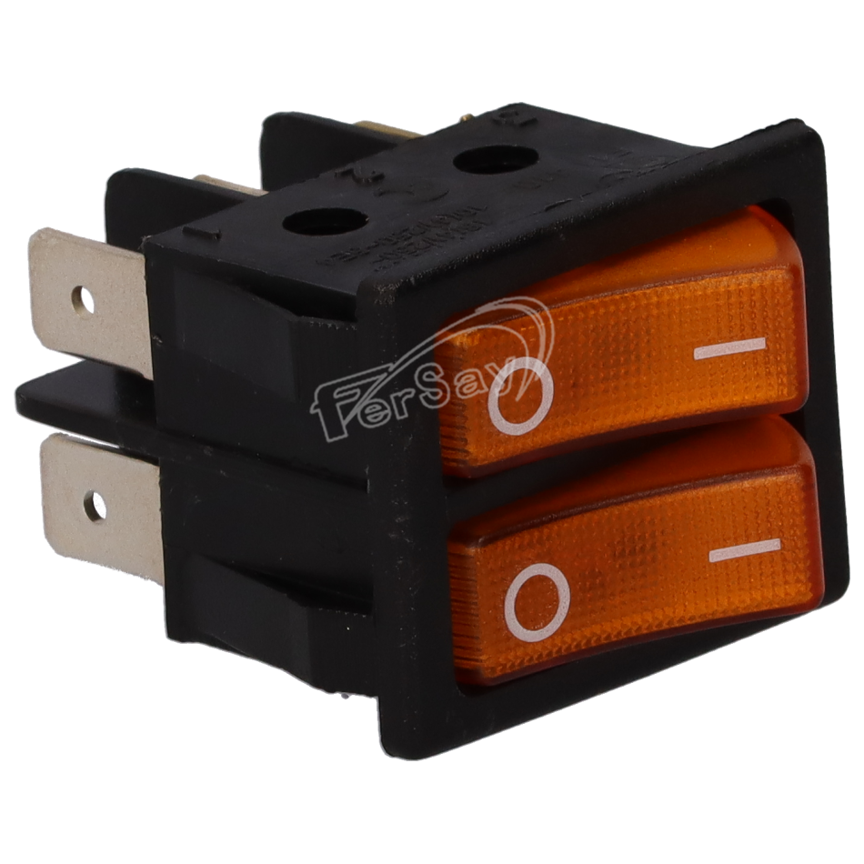 Interruptor doble luminoso color ámbar. - 49HF0701 - FERSAY