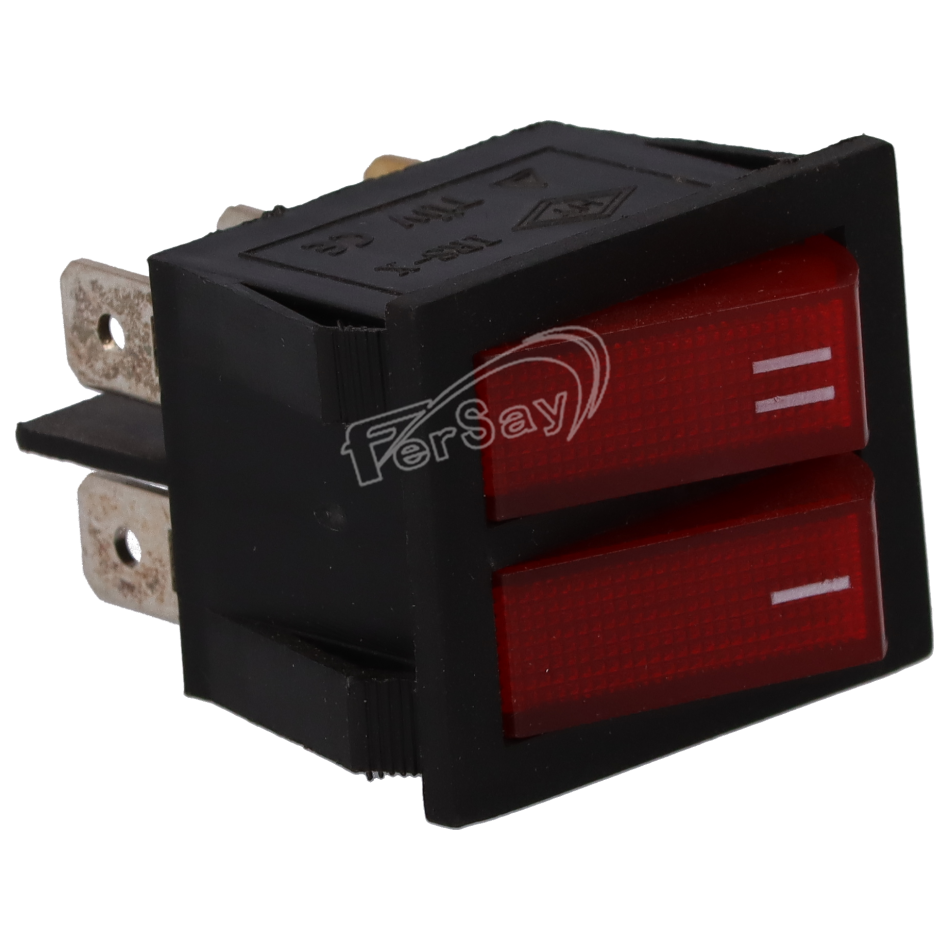 Interruptor doble luminoso, negro con teclas rojas - 49HF0702 - *