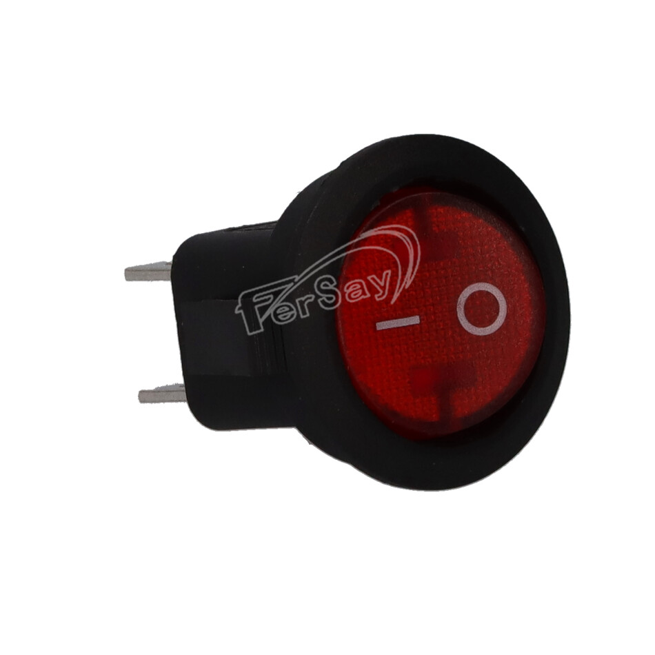 Interruptor redondo, 6A 250V, bipolar, 4 faston 4,8mm. rojo - 49HF394R - UNIVERSAL