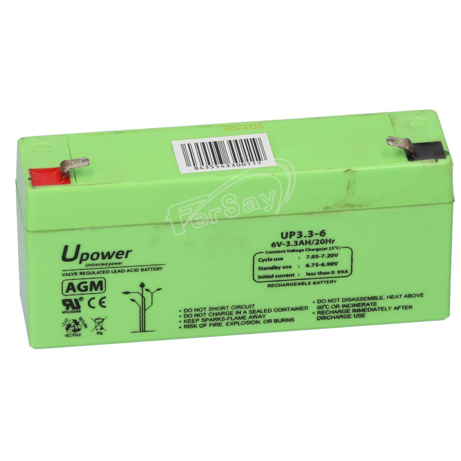 Bateria plomo 6V-3A - BATEP63 - FERSAY