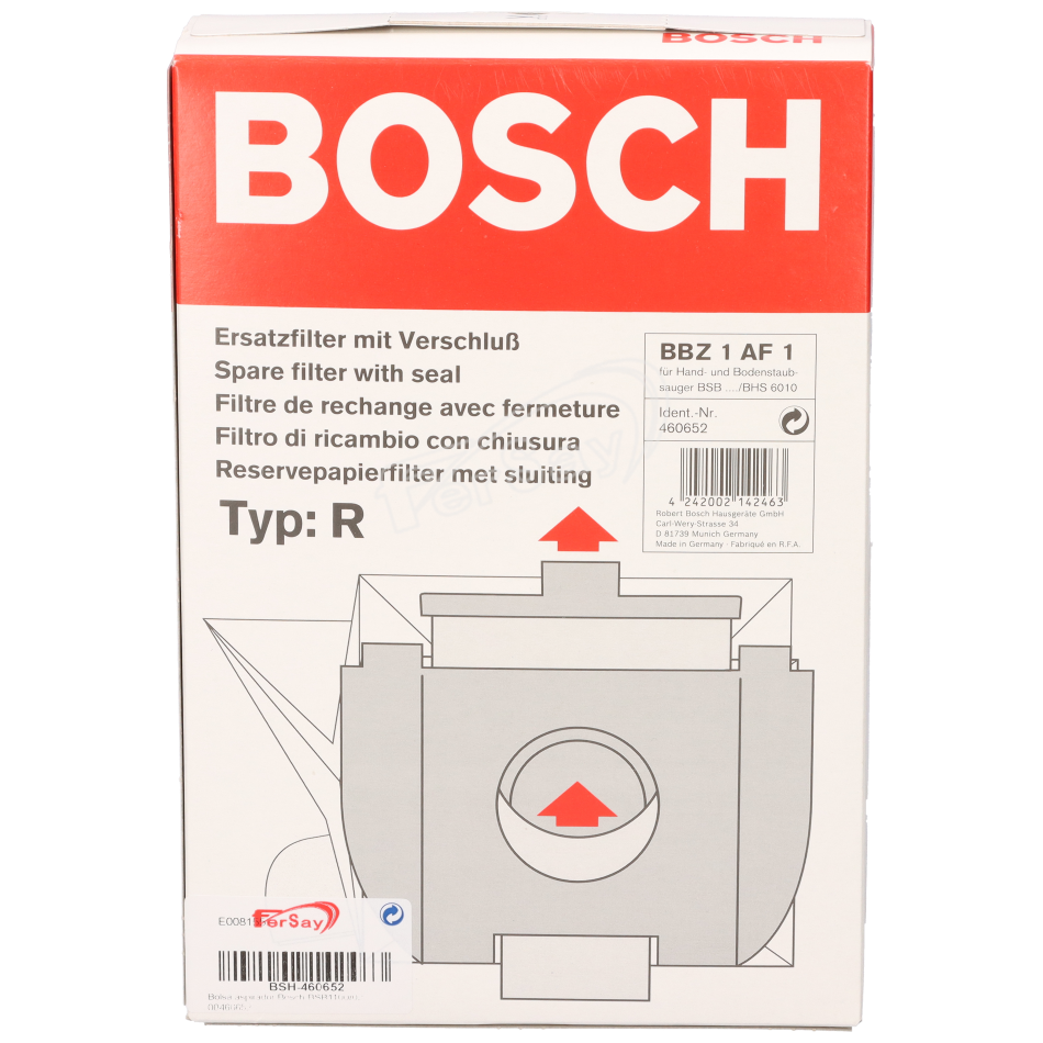 Bolsa para aspirador Bosch BSB1100/02. - BSH460652 - BOSCH