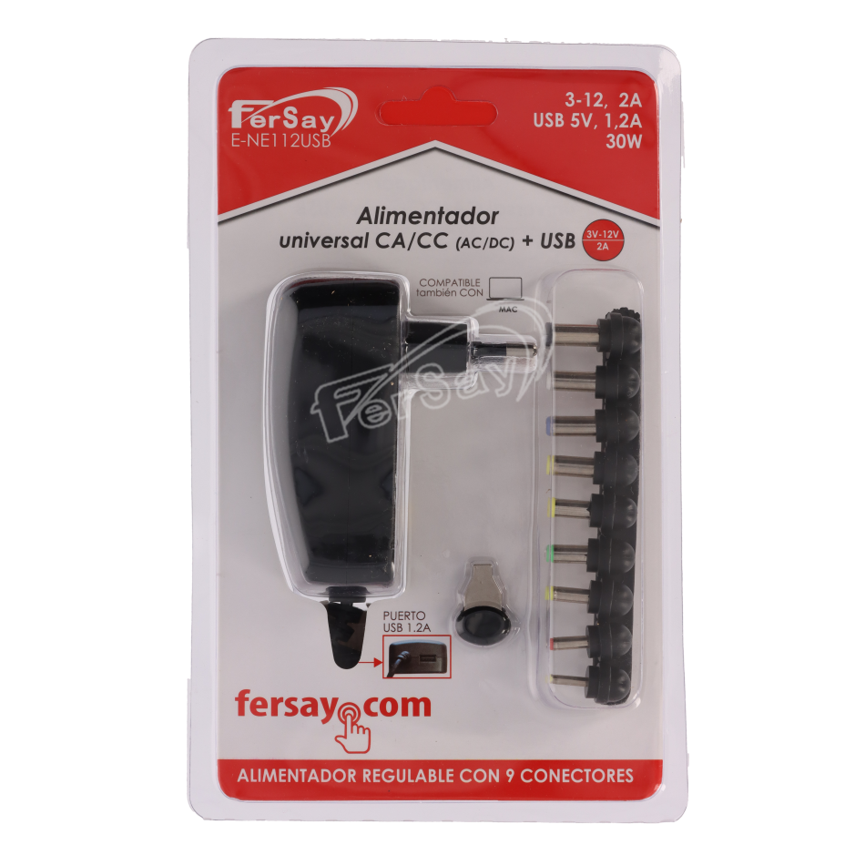 Transformador Universal 2A com porta USB - ENE112USB - FERSAY