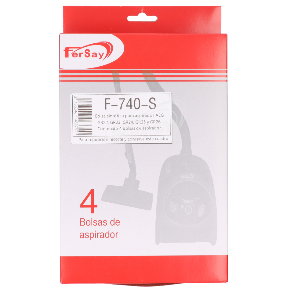 Bolsa para aspirador AEG GR22, GR23, GR24, GR25. - F740S - FERSAY