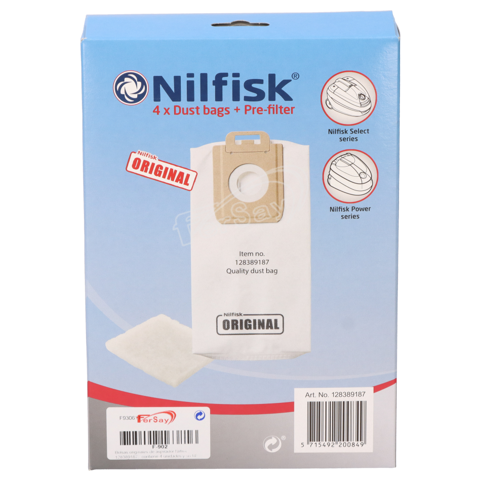 Bolsa para aspirador Nilfisk 128389187. - F902 - NILFISK