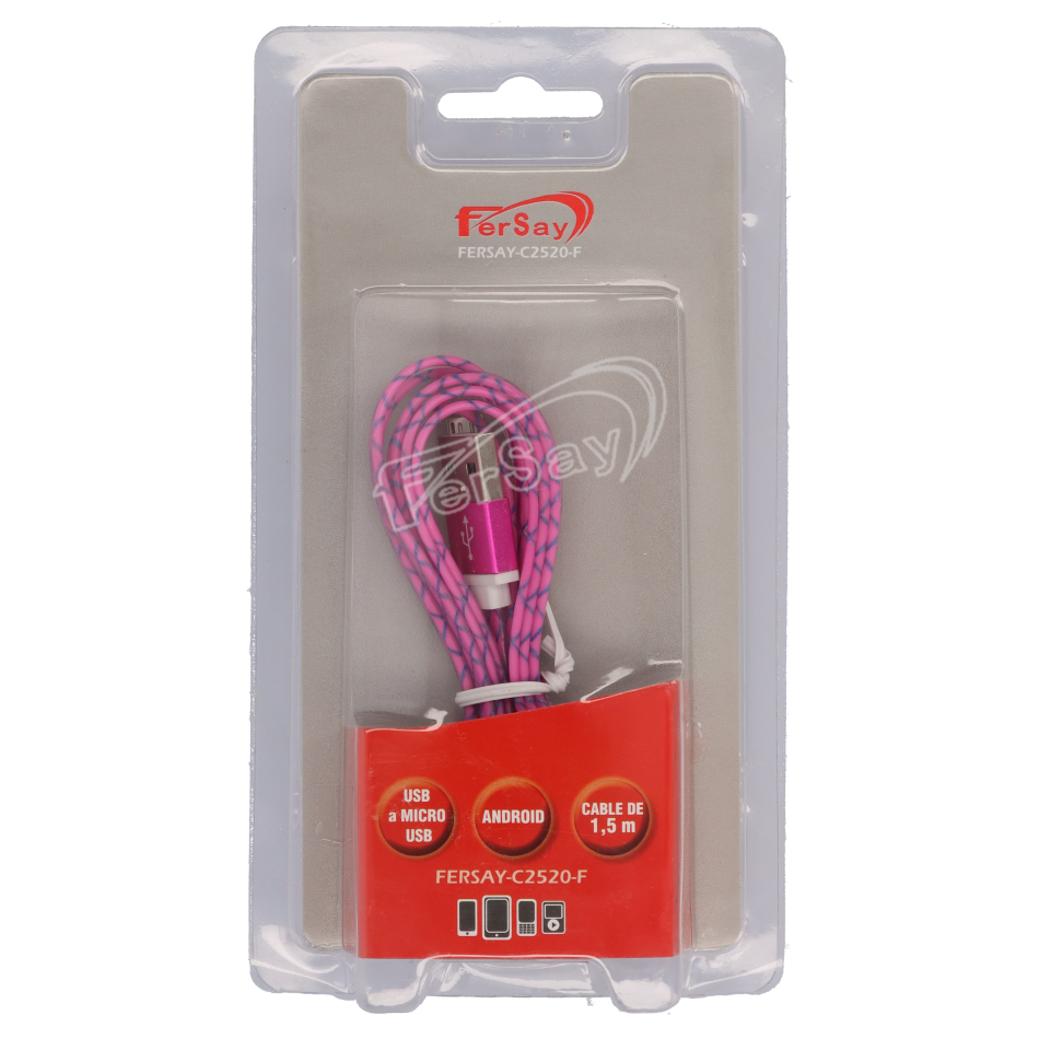 Cable carga y datos Android plano fucsia C2520F - FERSAYC2520F - FERSAY