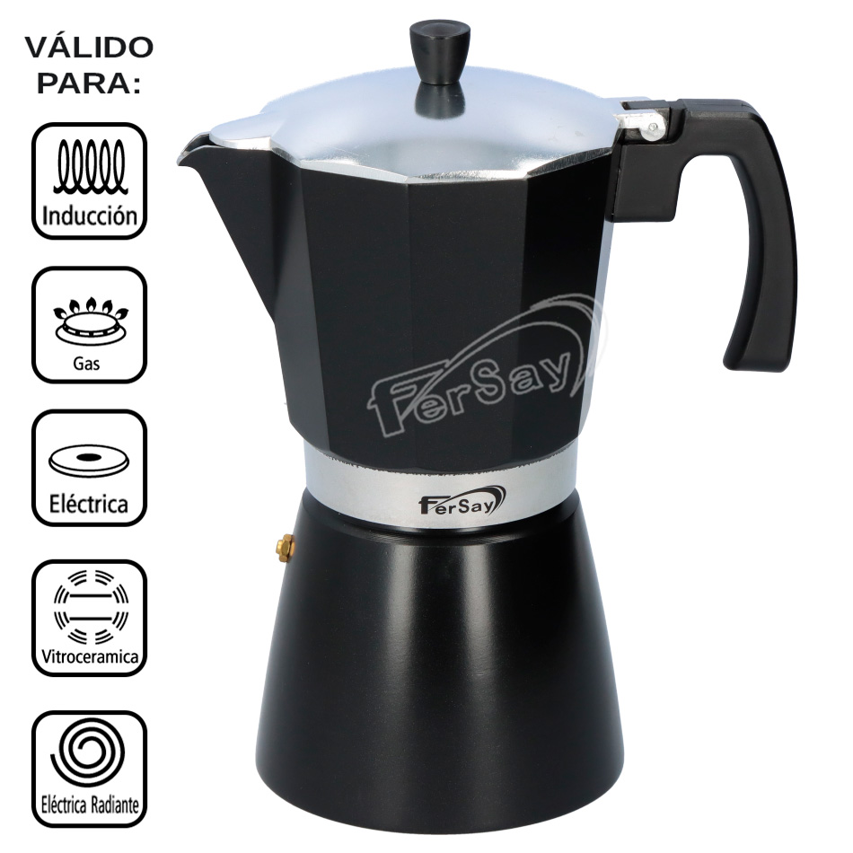 Cafetera italiana induccion Fersay 12 tazas Negra - FERSAYCAFI1012N - FERSAY